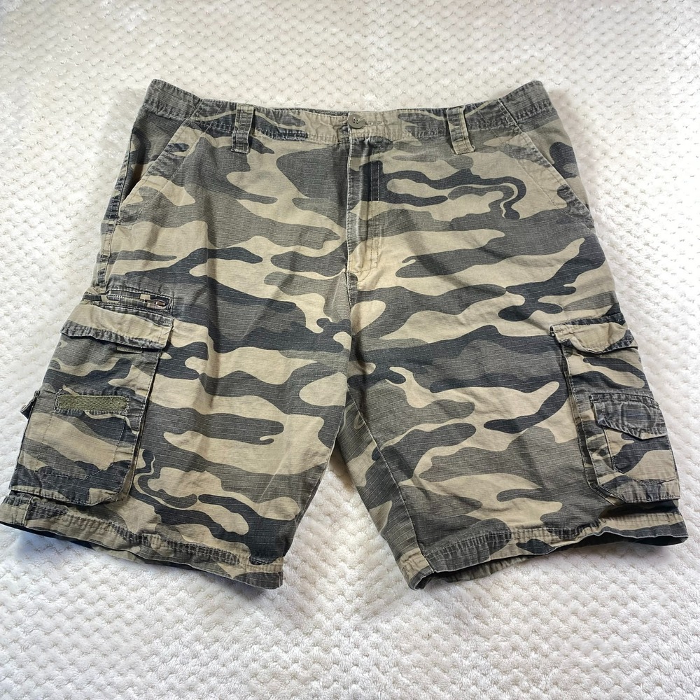 Burnside Camo Cargo Shorts Mens 38 Green Tactical Streetwear Vintage Cotton